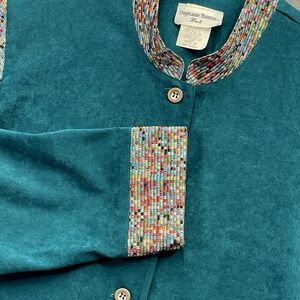 Vtg Stephanie Thomas Sport Sz 16 Long‎ Sleeve Suit Blazer Jacket Button Art USA